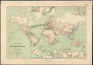 خريطة العالم لخطوط التلغراف التي نشرها مكتب التلغراف الدولي ، 1901 مقياس: [كاليفورنيا. 1: 70،000،000]